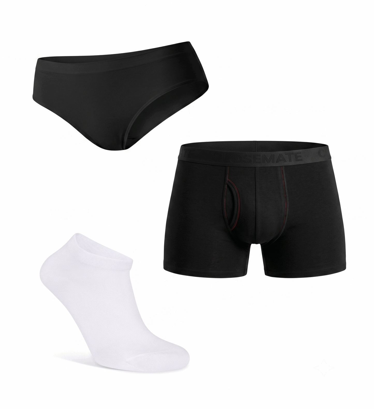 CloseMate Couples Essentials: Seamless Bra, Trunks & Socks Bundle