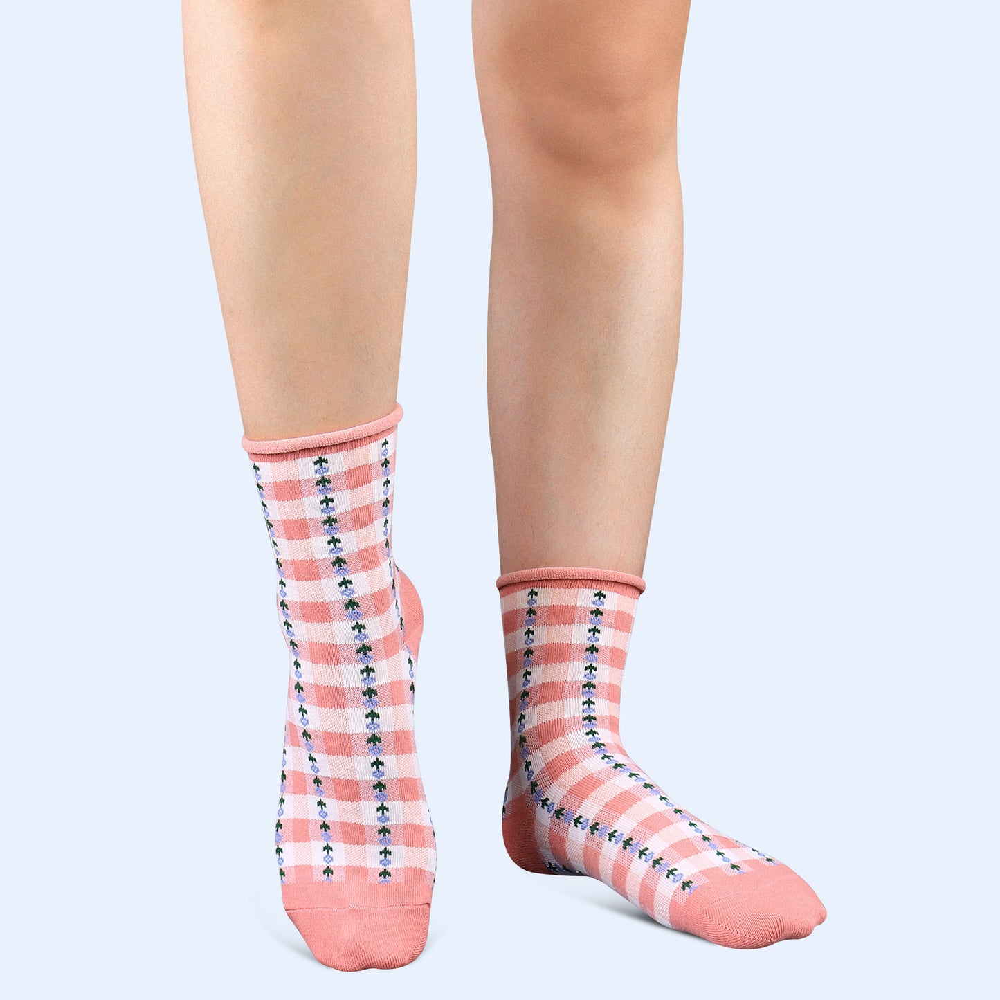 Closemate 5 Pairs Pink Stripe Crew Women Sport Socks