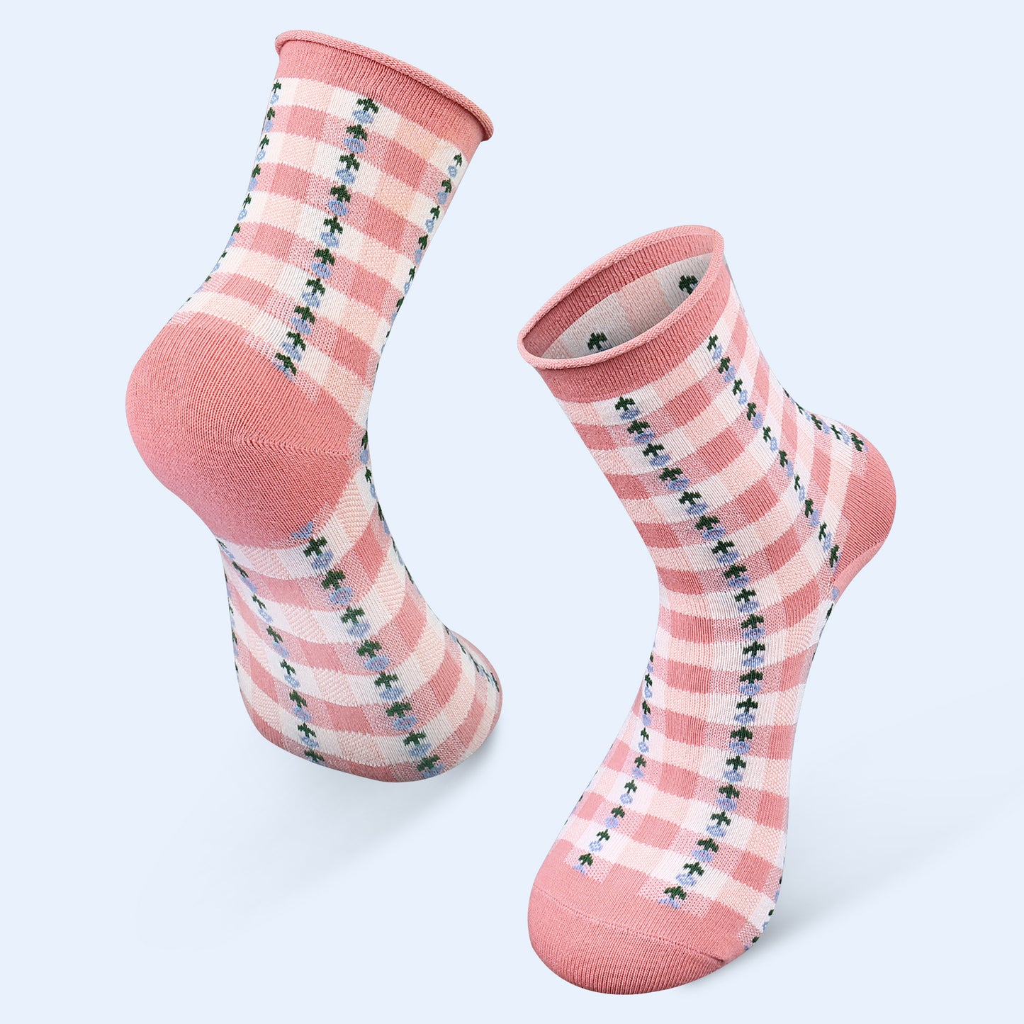 Closemate 5 Pairs Pink Stripe Crew Women Sport Socks